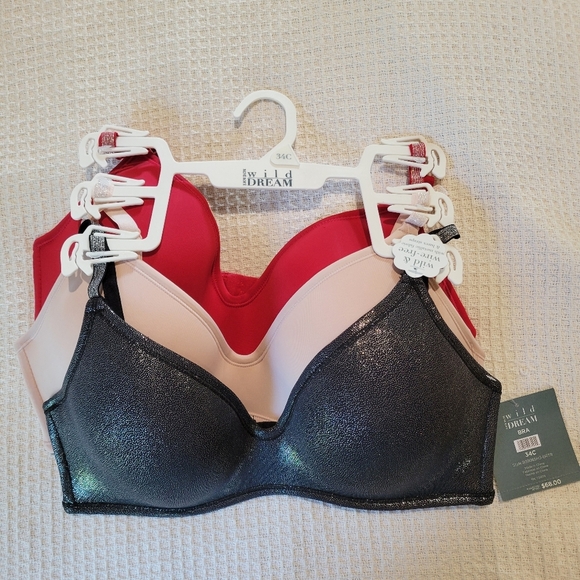 Wild Dream Wire-Free Bra Set - Black, Red, Cream - Picture 4 of 9
